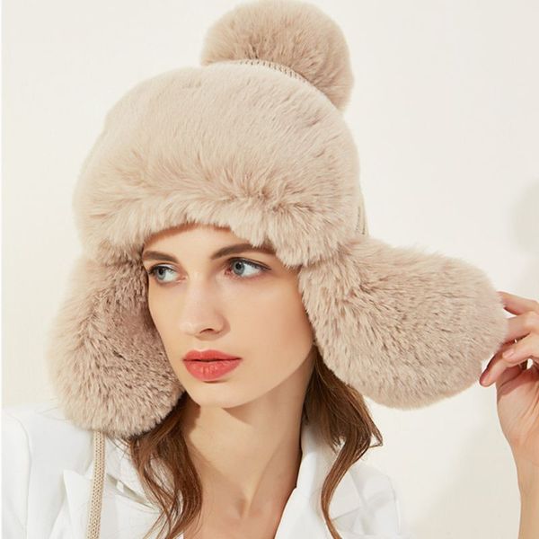 women winter knit earflap bomber hat with pompom faux fleece lined trapper cap, Blue;gray
women winter knit earflap bomber hat with pompom faux fleece lined trapper cap, Blue;gray
