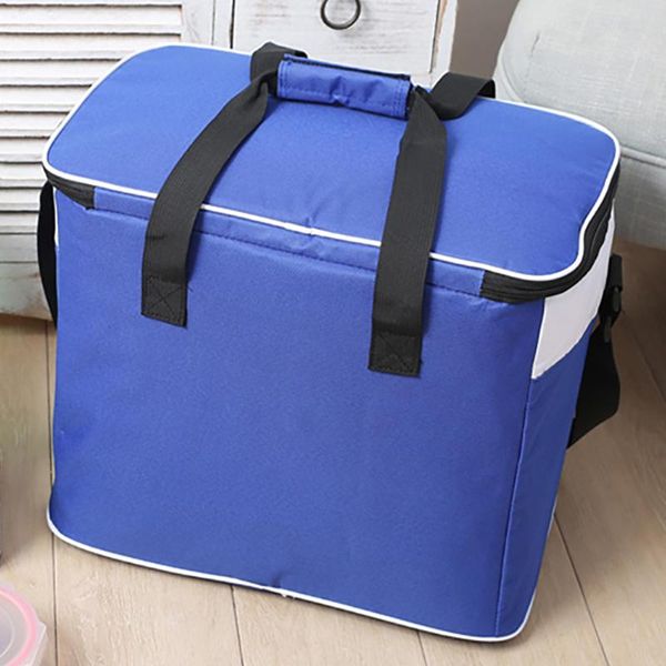 cooler ткань оксфорд zipper теплоизолирующего ручка lunch сумка большая емкость открытый пикник фрукты напитки регулируемый ремень, Blue;pink