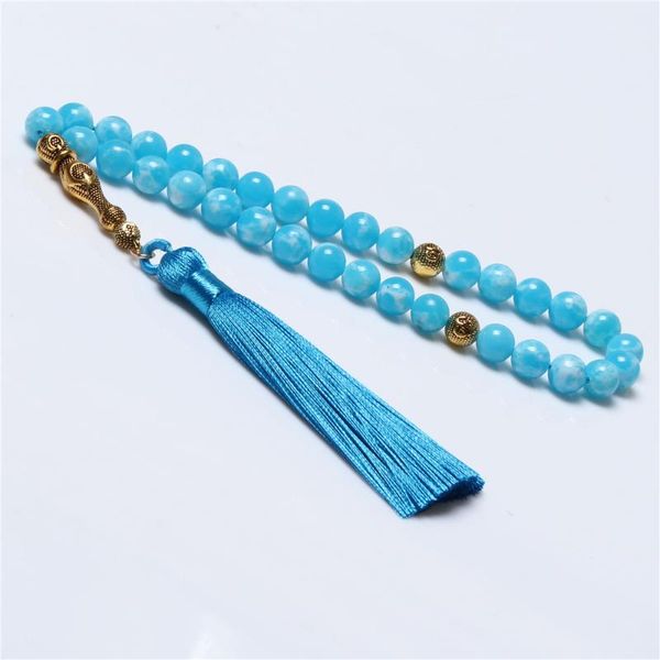 new fashion 8mm blue stone 33 islamic prayer beads muslim rosary thread tassel tasbih, Black 
new fashion 8mm blue stone 33 islamic prayer beads muslim rosary thread tassel tasbih, Black