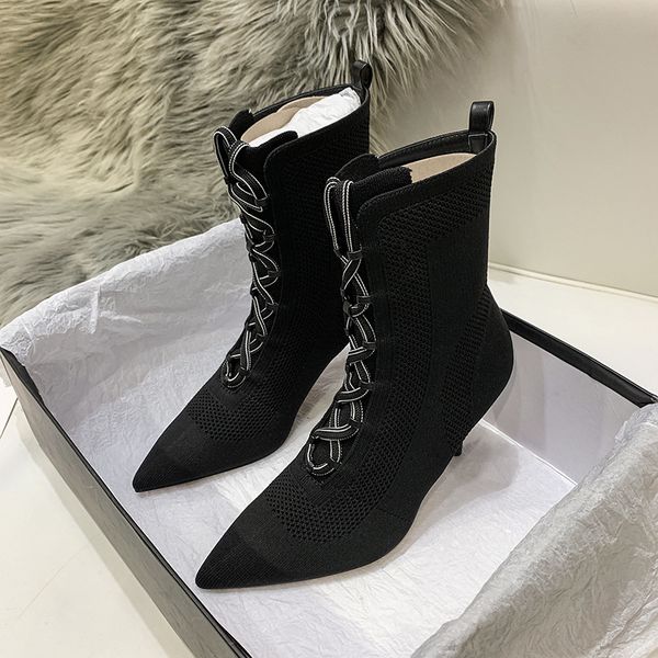 womens ankle boots fall 2019 mid-boot tip knitted elastic boots high-heeled baitie fine-heeled shoe women shoes, Black
womens ankle boots fall 2019 mid-boot tip knitted elastic boots high-heeled baitie fine-heeled shoe women shoes, Black