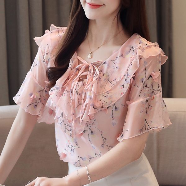 p shoot 2019 summer new style korean-style stereo flower bell sleeve bow chiffon blouse fairy, White
p shoot 2019 summer new style korean-style stereo flower bell sleeve bow chiffon blouse fairy, White