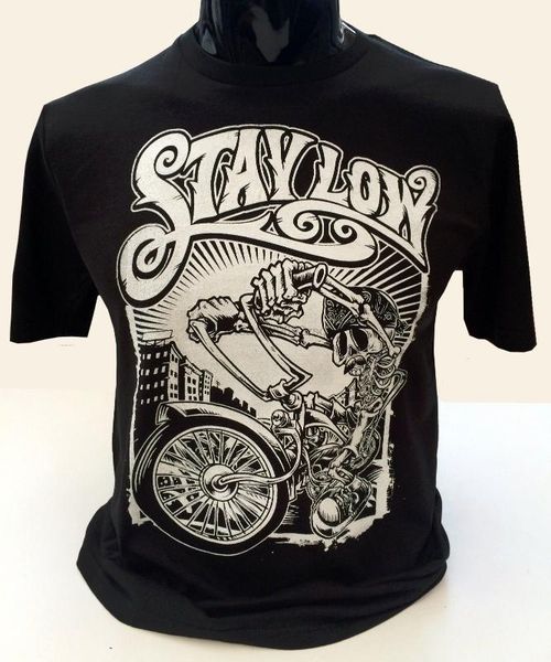 stay low men's casual t shirt graffiti biker rider lowrider skeleton skater, White;black
stay low men's casual t shirt graffiti biker rider lowrider skeleton skater, White;black