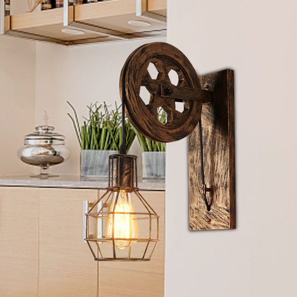 

creative retro loft adjustable lifting pulley wall lamp porch restaurant aisle corridor pub cafe bar light sconce ing