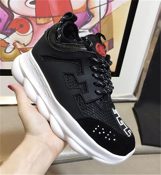 Wholesale 2018 B5Versace Chain Reaction 2 Chainz Spotted Casual Shoes Authentic Genuine Leather Chain Reaction Outdoor Sports Sneakers