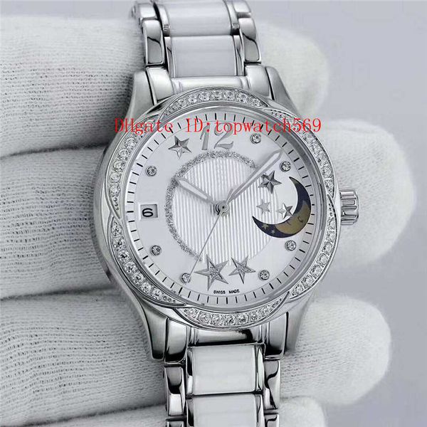 new rendez-vous woman watch ceramic lady watch swiss automatic mechanical moon phase sapphire crystal diamond bezel water resistant, Slivery;brown 
new rendez-vous woman watch ceramic lady watch swiss automatic mechanical moon phase sapphire crystal diamond bezel water resistant, Slivery;brown