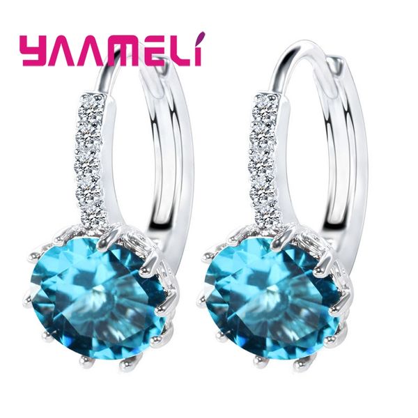 925 sterling silver loop hoop earrings candy color cubic zircon charms women jewelry wedding accessory brincos, Golden;silver
925 sterling silver loop hoop earrings candy color cubic zircon charms women jewelry wedding accessory brincos, Golden;silver