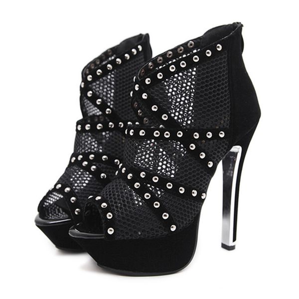 2020 luxury style summer rivets super high heels 14cm mesh gauze fish mouth sandals waterproof platform rear zipper size 34-39, Black
2020 luxury style summer rivets super high heels 14cm mesh gauze fish mouth sandals waterproof platform rear zipper size 34-39, Black