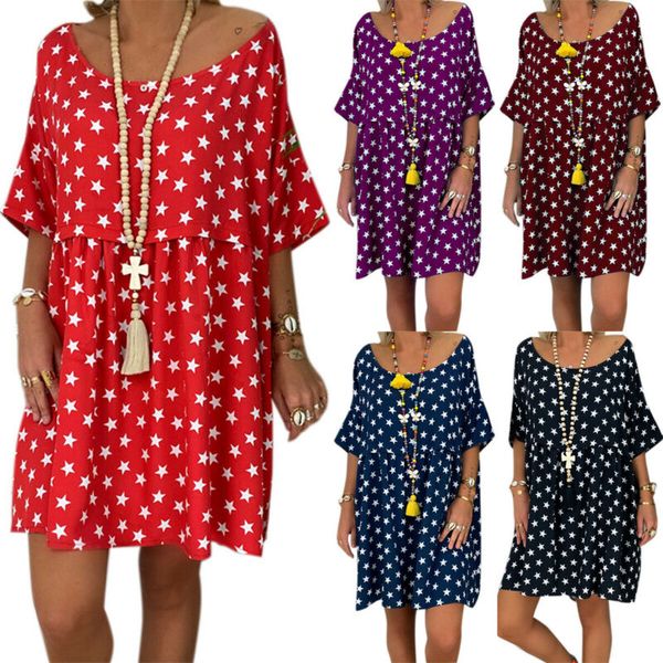 women's stars short sleeve loose tunic dress summer holiday party beach sundress, Black;gray
women's stars short sleeve loose tunic dress summer holiday party beach sundress, Black;gray