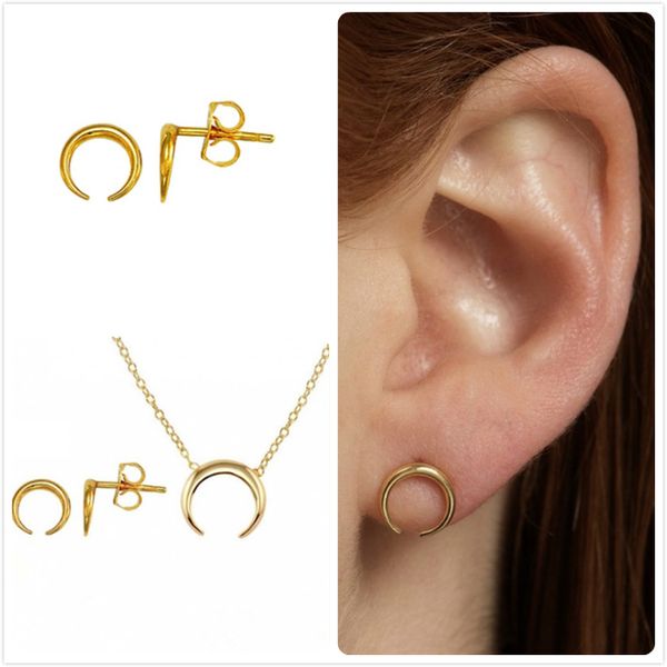 925 sterling silver earrings for women gold moon earrings girl cartilage ear bone piercing female party stud aretes r5, Golden;silver
925 sterling silver earrings for women gold moon earrings girl cartilage ear bone piercing female party stud aretes r5, Golden;silver