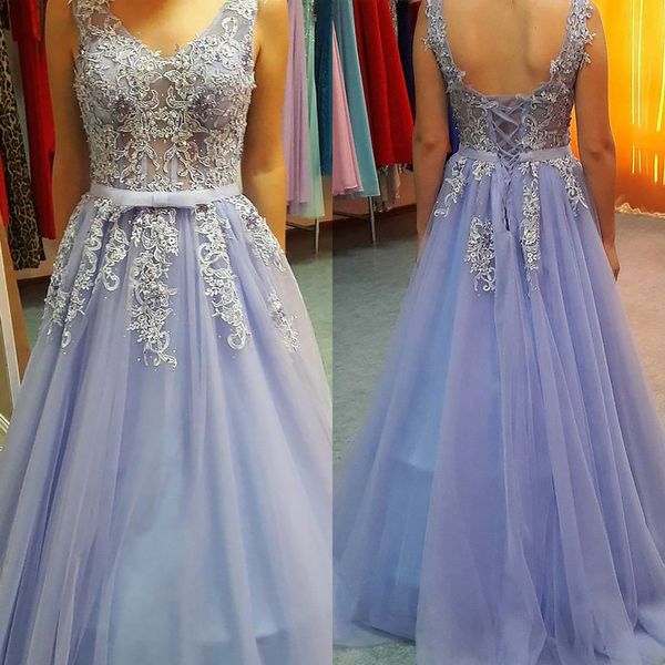 real picture lavender prom dresses long a line v neck full length appliques fashion evening gowns for formal prom wear plus size backless, Black
real picture lavender prom dresses long a line v neck full length appliques fashion evening gowns for formal prom wear plus size backless, Black