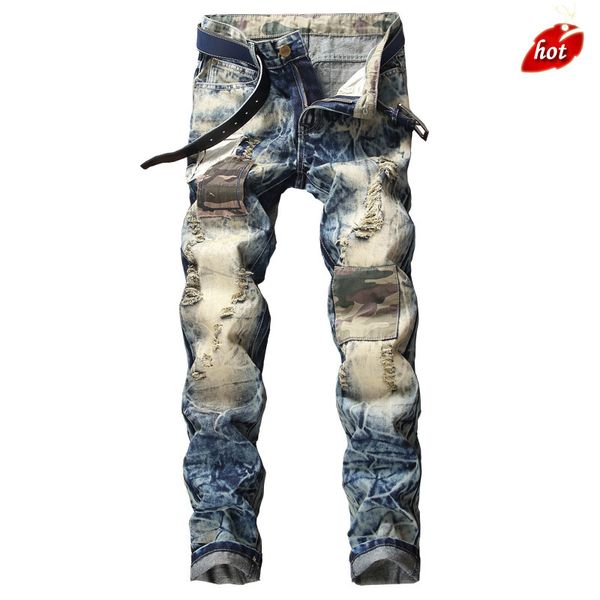 men stylish ripped biker jeans 2019 fashion spring skinny slim hole frayed straight denim pants plus size o8r2, Blue
men stylish ripped biker jeans 2019 fashion spring skinny slim hole frayed straight denim pants plus size o8r2, Blue