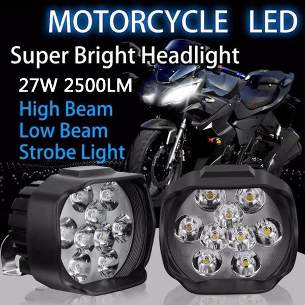 универсальный мотоциклов 9 led фара 27w 2500lm 6000k белый свет пятна 
универсальный мотоциклов 9 led фара 27w 2500lm 6000k белый свет пятна