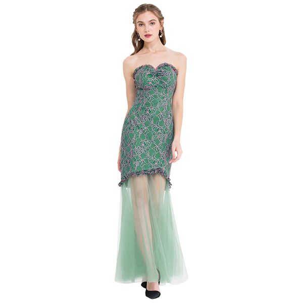 angel-fashions women's strapless lace floral splicing illusion tulle maxi mermaid evening dress elegant light green 435, White;black
angel-fashions women's strapless lace floral splicing illusion tulle maxi mermaid evening dress elegant light green 435, White;black