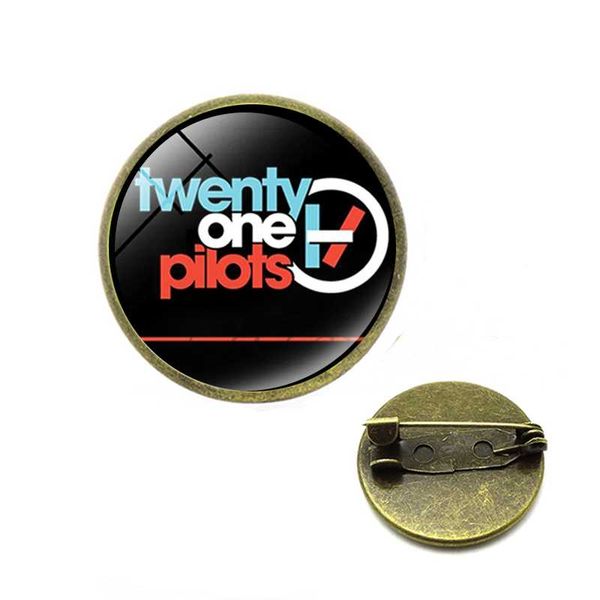 

twenty one pilots brooches punk rock music band logo glass p cabochon backpack lapel pin button badges christmas jewelry, Gray