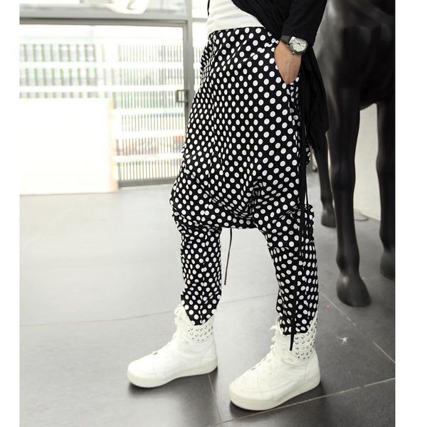 2017 men's clothing gd hair stylist non-mainstream casual pants personality wave point harem pants plus size singer costumes, Black
2017 men's clothing gd hair stylist non-mainstream casual pants personality wave point harem pants plus size singer costumes, Black