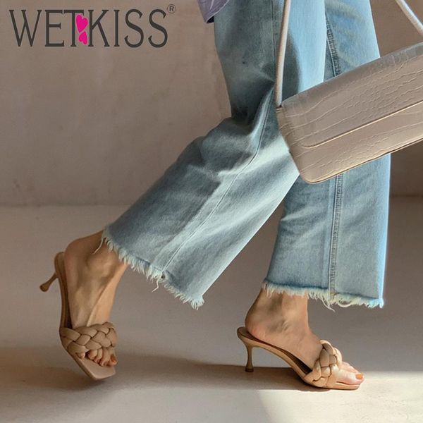 wetkiss new fashion ladies sandals ankle strap summer slippers weave strap thin high heels shoes woman dress slides mules women, Black
wetkiss new fashion ladies sandals ankle strap summer slippers weave strap thin high heels shoes woman dress slides mules women, Black