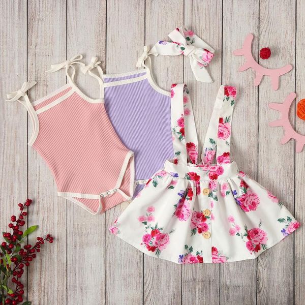summer toddler baby kids outfits set girl's sleeveless pitted cotton suspender floral skirt headband three-piece suit, White
summer toddler baby kids outfits set girl's sleeveless pitted cotton suspender floral skirt headband three-piece suit, White