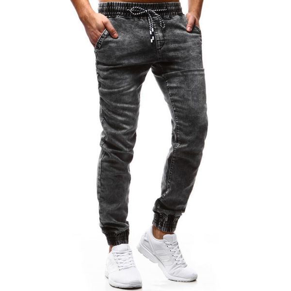 men drawstring elastic waist vintage wash denim jeans slim fit close bottom hip hop streetwear jogger jeans, Blue
men drawstring elastic waist vintage wash denim jeans slim fit close bottom hip hop streetwear jogger jeans, Blue
