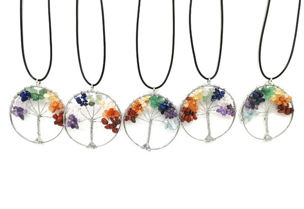 jln gravel stone seven chakra life tree pendant chip stone tree of life wisdom tree pendants with leather chain necklace for woman, Silver
jln gravel stone seven chakra life tree pendant chip stone tree of life wisdom tree pendants with leather chain necklace for woman, Silver