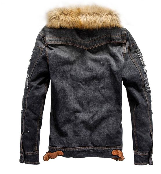 acrylic single breasted mens denim jacket with fur collar retro ripped fleece jeans jacket and coat for autumn winter autumn, Black;brown
acrylic single breasted mens denim jacket with fur collar retro ripped fleece jeans jacket and coat for autumn winter autumn, Black;brown