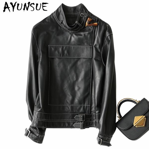 ayunsue 2019 genuine leather jacket women motorcycle natural sheepskin coat female autumn short real leather jackets 29105 lw369, Black
ayunsue 2019 genuine leather jacket women motorcycle natural sheepskin coat female autumn short real leather jackets 29105 lw369, Black