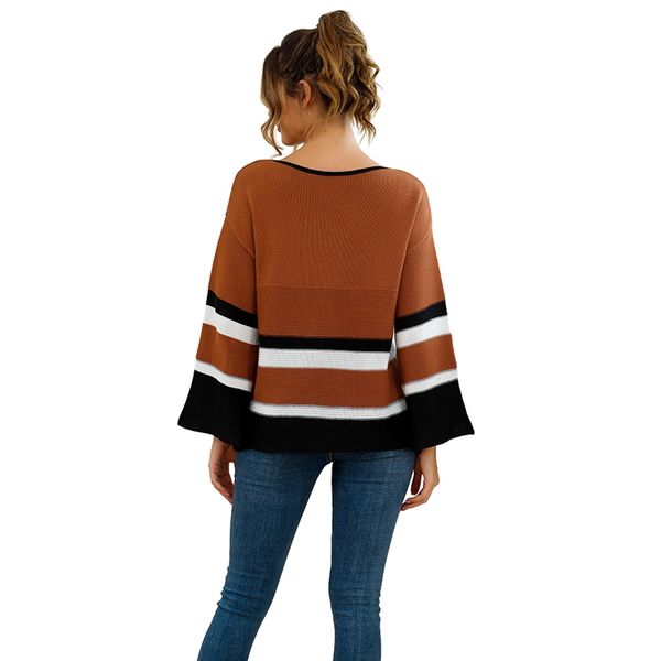 women sweaters autumn fashion concise color-blocked off shoulder long sleeve all-match flare sleeve loose sweater, White;black
women sweaters autumn fashion concise color-blocked off shoulder long sleeve all-match flare sleeve loose sweater, White;black