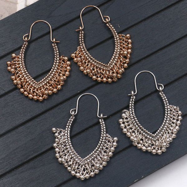 women vintage ethnic golden silver v-type rice beads hoop earrings for female party wedding jewelry
women vintage ethnic golden silver v-type rice beads hoop earrings for female party wedding jewelry
