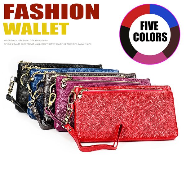 women's long wristlets handbags genuine leather clutch wallets plain color zipper cash coin purses keyrings keychain holder card wallet, Red;black
women's long wristlets handbags genuine leather clutch wallets plain color zipper cash coin purses keyrings keychain holder card wallet, Red;black