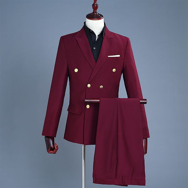 formal suits men long sleeve dress mens casual double breasted solid suit slim fit clothing burgundy two piece set coat pants, White;black
formal suits men long sleeve dress mens casual double breasted solid suit slim fit clothing burgundy two piece set coat pants, White;black
