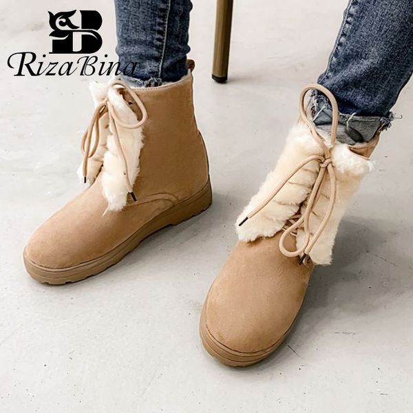 rizabina plus size 33-50 women ankle boots winter warm with plush fur snow boots lace up round toe outdoor women footwear, Black
rizabina plus size 33-50 women ankle boots winter warm with plush fur snow boots lace up round toe outdoor women footwear, Black