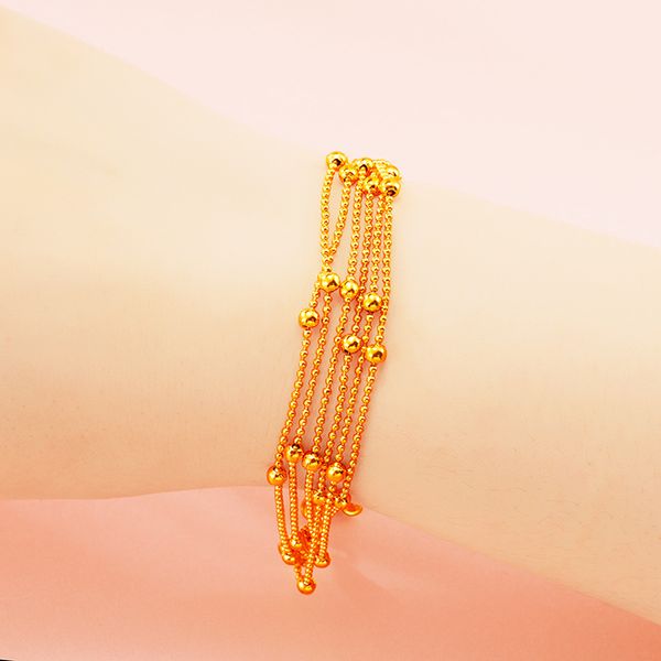 charm bracelets 24k gold bracelet for women fine jewelry wholesale real pure tassels beads noble female simple mother gifts, Golden;silver
charm bracelets 24k gold bracelet for women fine jewelry wholesale real pure tassels beads noble female simple mother gifts, Golden;silver