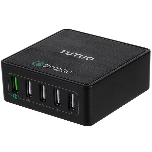 

tutuo qc - 025p certification quick charge 3.0 usb charging dock wall charger power adapter 5 output ports
