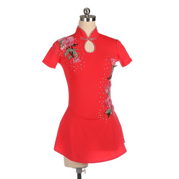 stage wear embroidery chinese style short sleeves skating dress competition for women girls shiny dance bl4027, Black;red
stage wear embroidery chinese style short sleeves skating dress competition for women girls shiny dance bl4027, Black;red