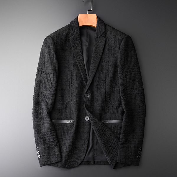 luxury yarn-dyed blazer male hight quality wrinkle fabric single breasted mens blazer jacket fashion masculino slim fit, White;black
luxury yarn-dyed blazer male hight quality wrinkle fabric single breasted mens blazer jacket fashion masculino slim fit, White;black