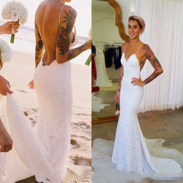 backless beach boho mermaid wedding dresses new 2020 spaghetti straps sleeveless romantic full lace open back country bridal gowns, White
backless beach boho mermaid wedding dresses new 2020 spaghetti straps sleeveless romantic full lace open back country bridal gowns, White