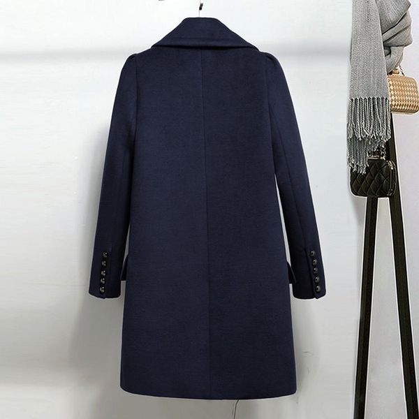 autumn winter fashion dark blue woolen coat women lapel loose double breasted wool blends coat, Black
autumn winter fashion dark blue woolen coat women lapel loose double breasted wool blends coat, Black