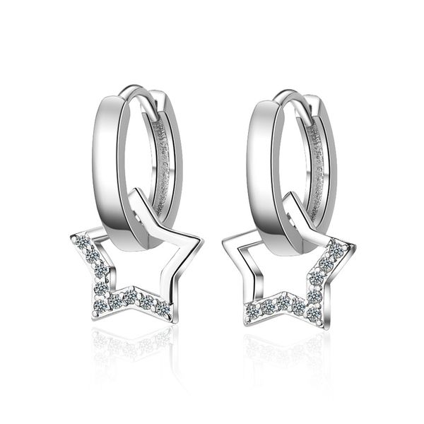 925 sterling silver star pendant hoop earrings for women prom jewelry half pave zircon star charm huggie earrings orecchini, Golden;silver
925 sterling silver star pendant hoop earrings for women prom jewelry half pave zircon star charm huggie earrings orecchini, Golden;silver