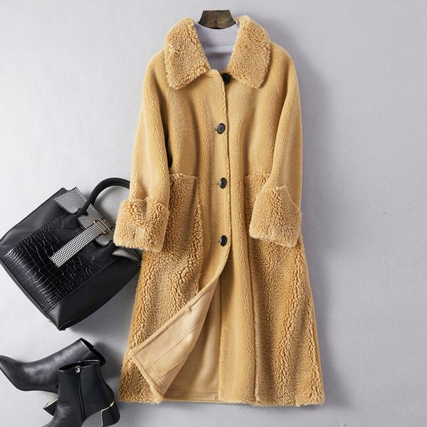 women's fur & faux autumn winter coat women clothes 2021 wool jacket real korean elegant sheep shearling 1911067 zt2827, Black
women's fur & faux autumn winter coat women clothes 2021 wool jacket real korean elegant sheep shearling 1911067 zt2827, Black