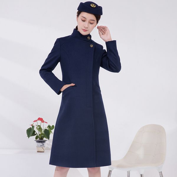 air china stewardess overcoat women long robe slim knee length coat woollen flight stewardess clothing flight attendant garment, Black
air china stewardess overcoat women long robe slim knee length coat woollen flight stewardess clothing flight attendant garment, Black