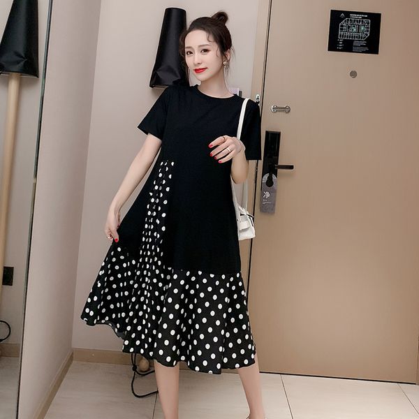 5833# maternity clothes summer cotton o neck polka dot short sleeve loose stylish dress for pregnant women mom dress, White
5833# maternity clothes summer cotton o neck polka dot short sleeve loose stylish dress for pregnant women mom dress, White