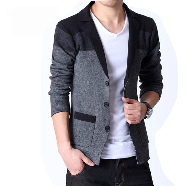 spring new mens knitted cardigan color matching trend male elegant lapel korean coat slim sweater fashion blazer texture button, White;black
spring new mens knitted cardigan color matching trend male elegant lapel korean coat slim sweater fashion blazer texture button, White;black