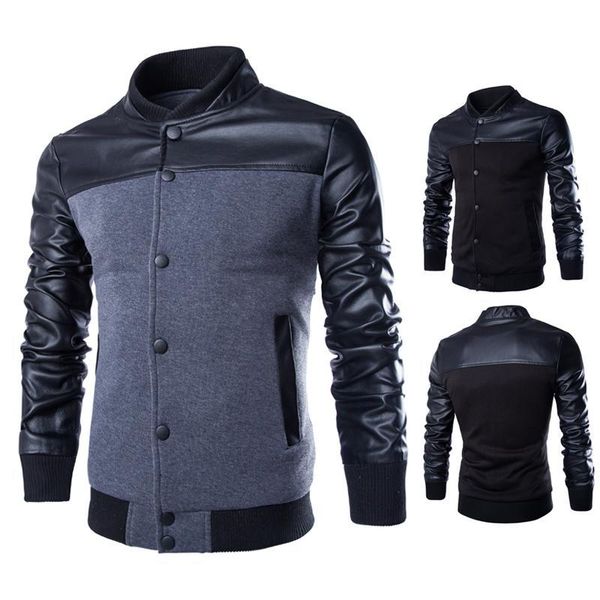 стенд воротник joint кожаные рукава куртки корейский стиль slim fit большой размер men's пальто tops новый стиль новый стиль для мужчин, Black
стенд воротник joint кожаные рукава куртки корейский стиль slim fit большой размер men's пальто tops новый стиль новый стиль для мужчин, Black