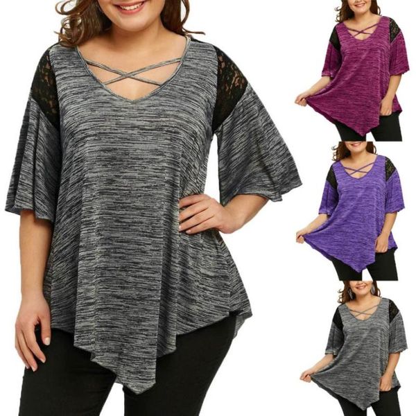 kancoold fashion plus size flare sleeve asymmetrical tunic lace t-shirt summer for women 2018ma7, White
kancoold fashion plus size flare sleeve asymmetrical tunic lace t-shirt summer for women 2018ma7, White