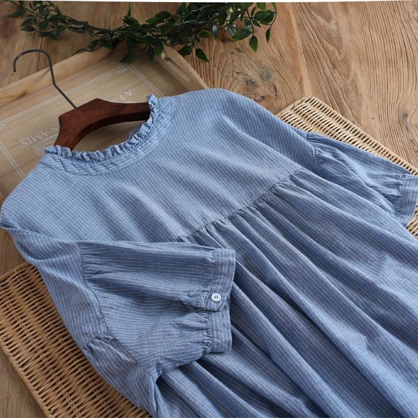 princess stand collar bow sweet cotton half sleeve pinstripe shirt mori girl, White
princess stand collar bow sweet cotton half sleeve pinstripe shirt mori girl, White