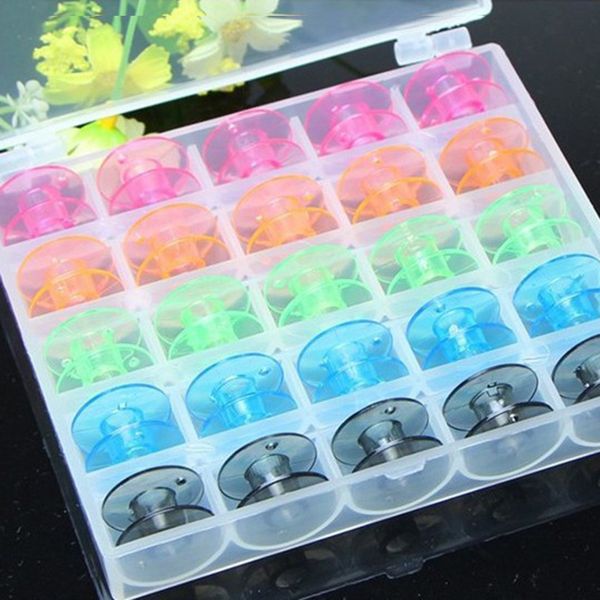 convenient easy carry 25 pcs multicolor plastic coil bobbins shuttle sewing machine storage box sewing accessories tools, Black
convenient easy carry 25 pcs multicolor plastic coil bobbins shuttle sewing machine storage box sewing accessories tools, Black