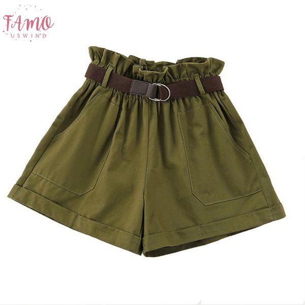 army green shorts 2019 summer shorts high waist wide leg bottoms korean fashion streetwear solid color, White;black
army green shorts 2019 summer shorts high waist wide leg bottoms korean fashion streetwear solid color, White;black