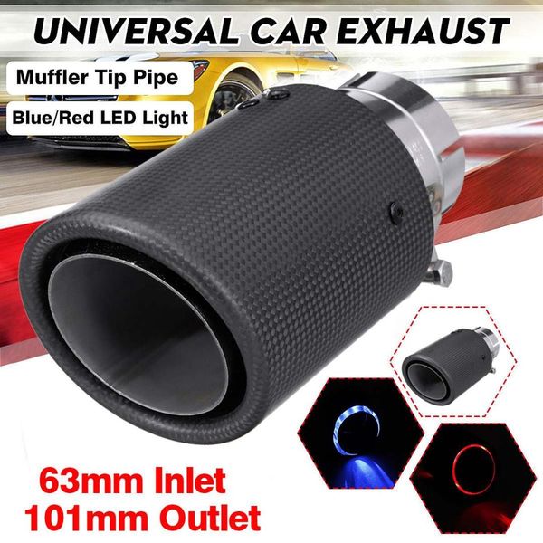 universal matte carbon fiber car exhaust pipe tail muffler tip led light stainless steel curly/straight 63mm in-102mm out
universal matte carbon fiber car exhaust pipe tail muffler tip led light stainless steel curly/straight 63mm in-102mm out