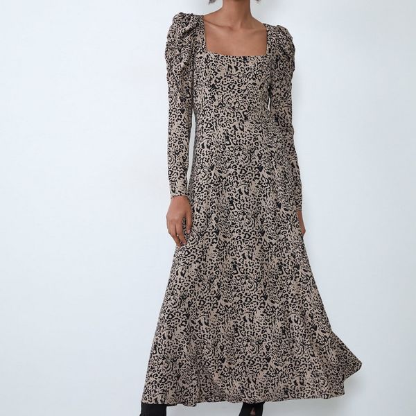 long dress women spring 2020 new fashion leopard prints long sleeve modern lady vintage dresses, Black;gray
long dress women spring 2020 new fashion leopard prints long sleeve modern lady vintage dresses, Black;gray