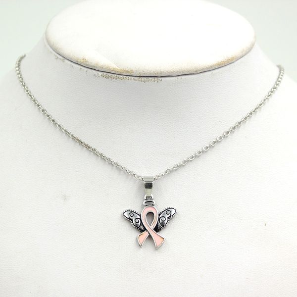 new arrival wholesale breast cancer necklace pink ribbon necklace angel pendant necklace for breast cancer awareness gifts, Silver
new arrival wholesale breast cancer necklace pink ribbon necklace angel pendant necklace for breast cancer awareness gifts, Silver