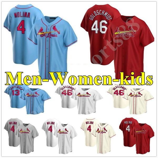 2020 men women kids youth #4 yadier molina jersey 46 paul goldschmidt 13 matt carpenter stitched home away alternate third baseball jerseys, Blue;black
2020 men women kids youth #4 yadier molina jersey 46 paul goldschmidt 13 matt carpenter stitched home away alternate third baseball jerseys, Blue;black